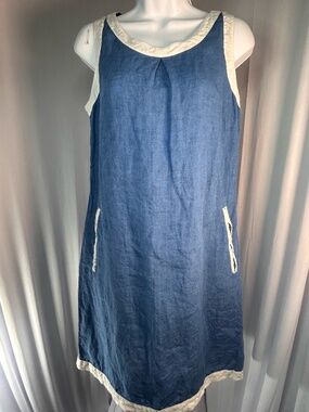 Umberto Carro Blue and white Italian Linen Mini Dress